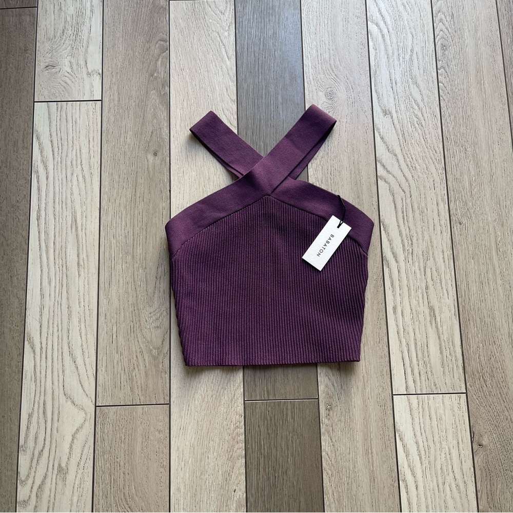 Babaton Women's Purple Sculp Nnit Cross-Crop